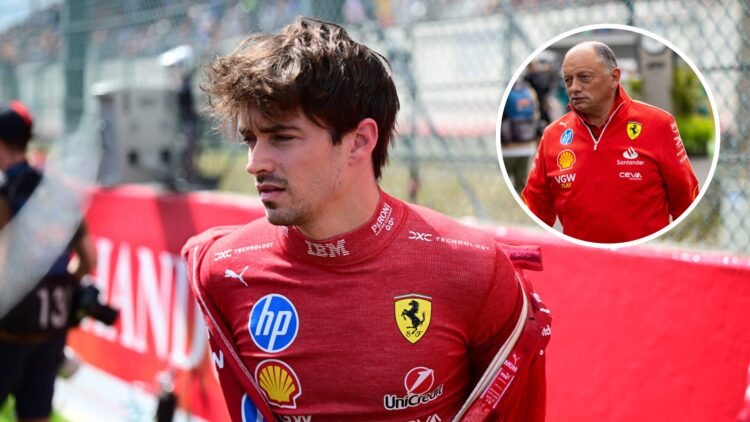 Charles Leclerc and Fred Vasseur of Ferrari during the 2025 Formula 1 season
