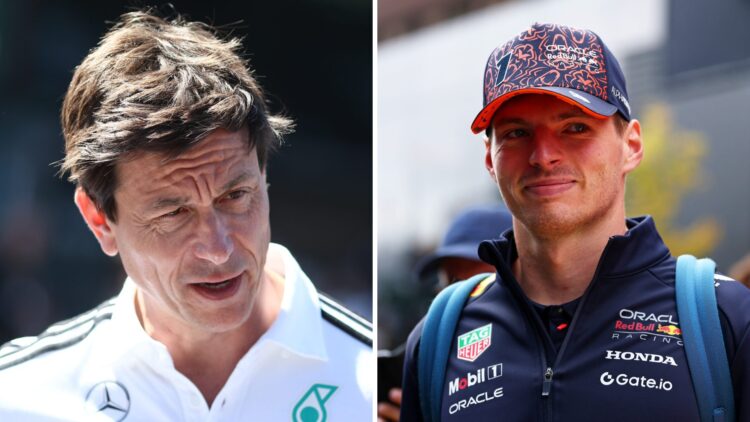 Mercedes team principal Toto Wolff (left), Red Bull driver Max Verstappen (right) at the Belgian Grand Prix