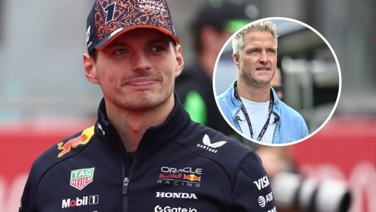 Red Bull Racing driver Max Verstappen at the Belgian Grand Prix, inset, Ralf Schumacher