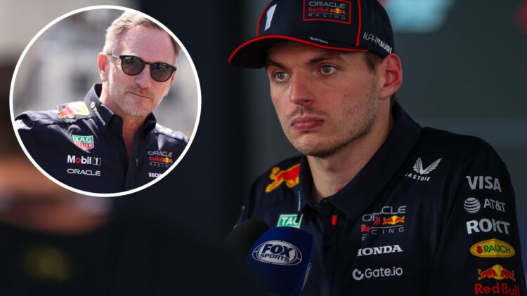 Red Bull driver Max Verstappen at the 2025 Spanish Grand Prix, inset Red Bull boss Christian Horner