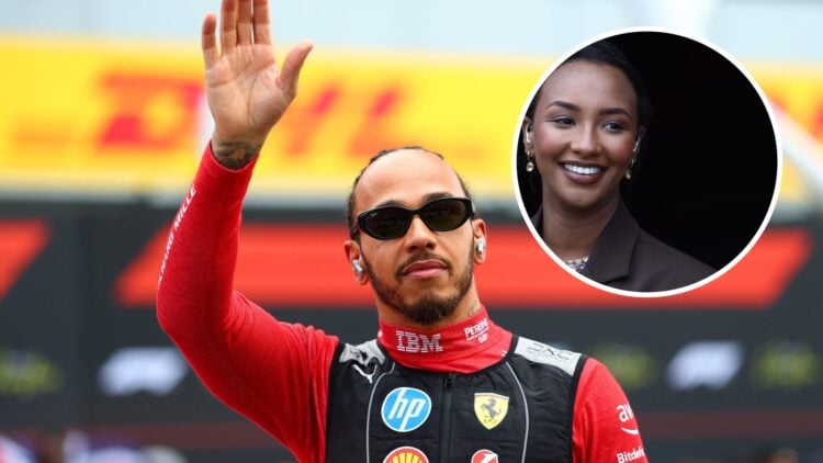 Ferrari driver Lewis Hamilton at the 2025 Formula 1 British Grand Prix, inset, Naomi Schiff