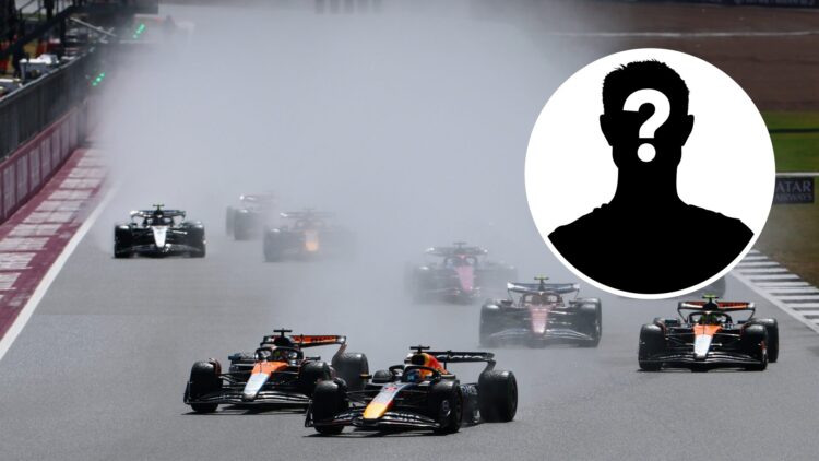 Max Verstappen leads the Formula 1 pack at the start of the 2025 British Grand Prix