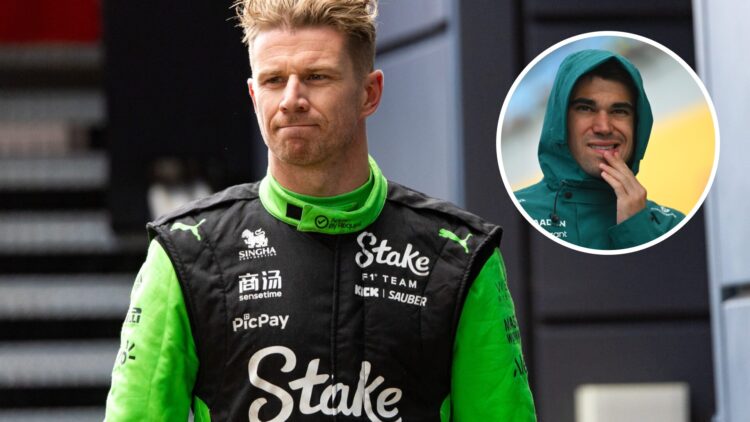 Nico Hulkenberg of Sauber and Lance Stroll of Aston Martin at the 2025 British Grand Prix