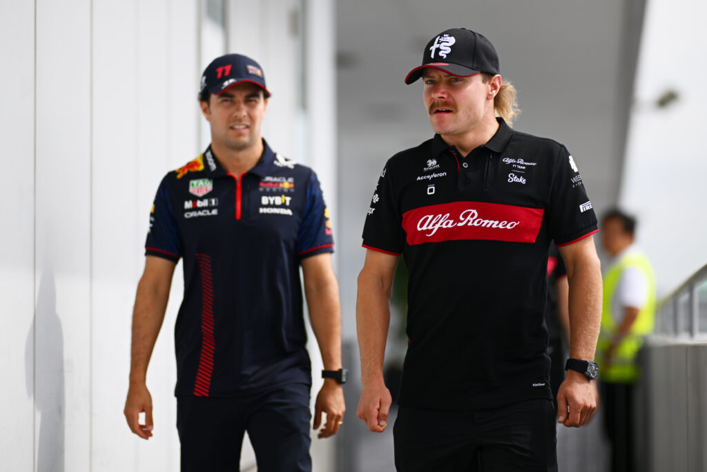 Sergio Perez and Valtteri Bottas speaking at the 2024 Japanese Grand Prix