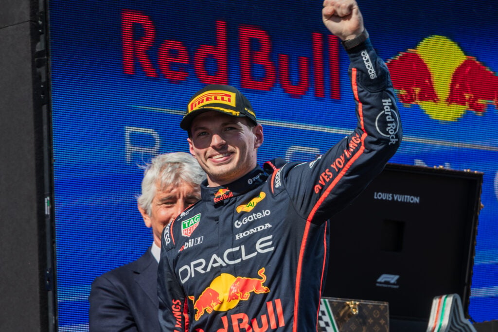 Red Bull Racing driver Max Verstappen winning the 2025 Formula 1 Emilia Romagna Grand Prix