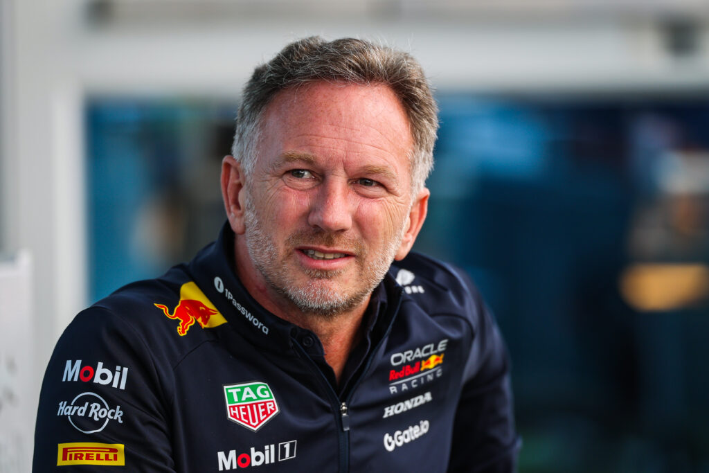Christian Horner looks on in the Montreal paddock at the 2025 F1 Canadian Grand Prix