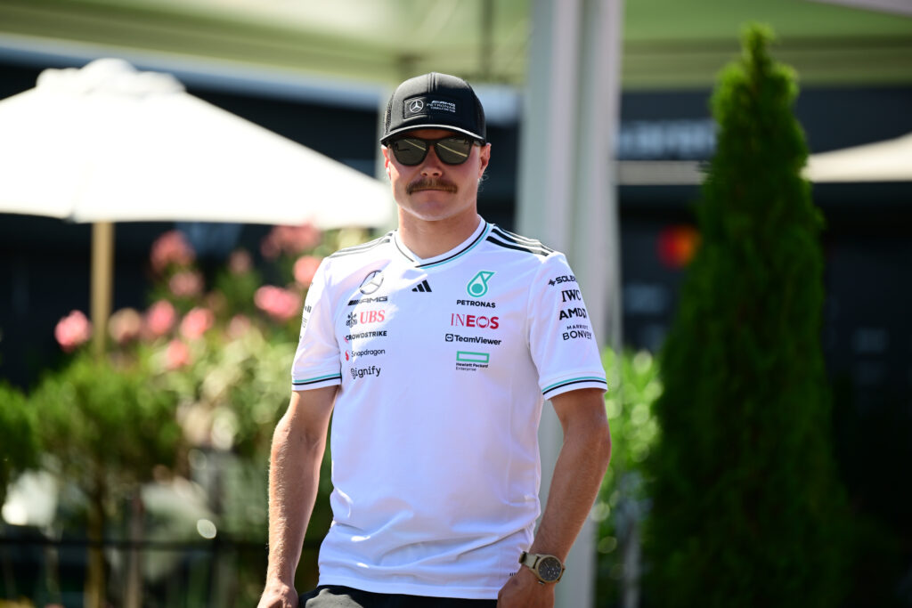 Mercedes reserve driver Valtteri Bottas in the 2025 F1 Hungarian Grand Prix paddock