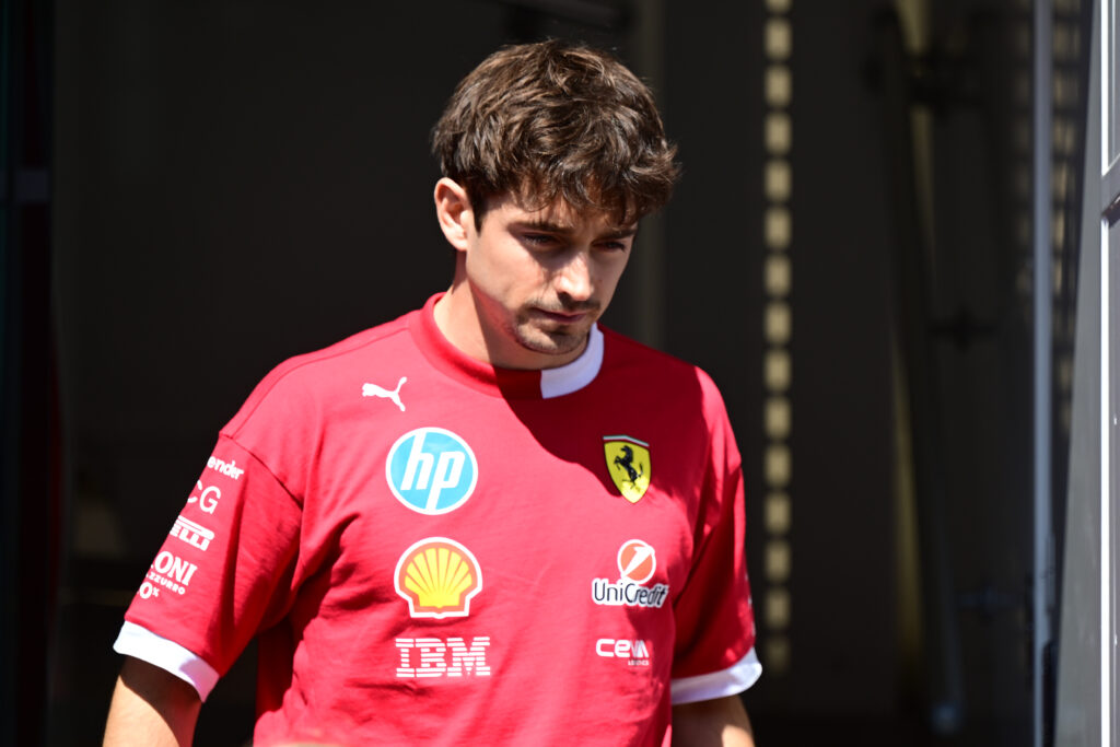 Ferrari driver Charles Leclerc in the 2025 F1 Hungarian Grand Prix paddock