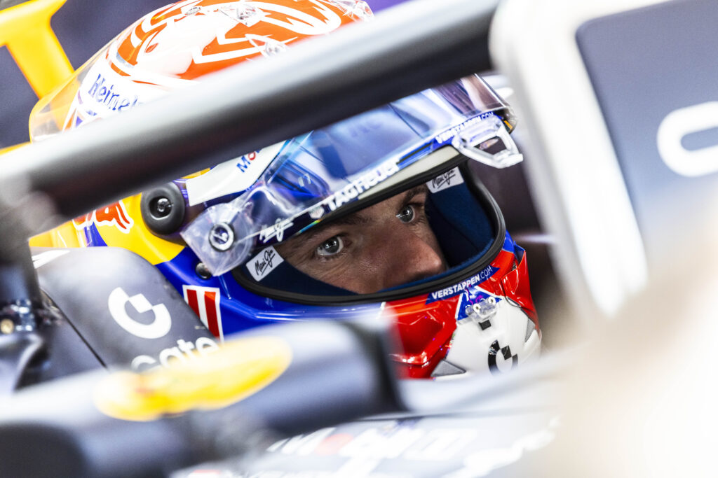Red Bull driver Max Verstappen sits in his car during practice for the 2025 F1 Hungarian Grand Prix