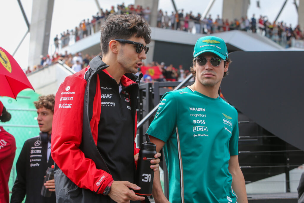 Haas driver Esteban Ocon and Aston Martin driver Lance Stroll at the Hungarian Grand Prix