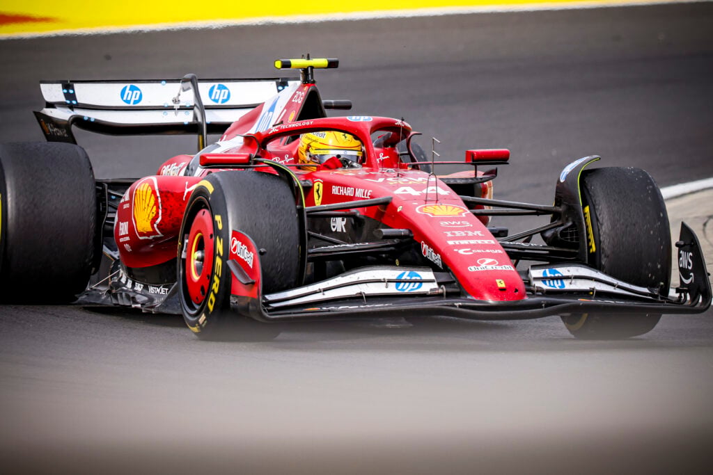 Ferrari driver Lewis Hamilton racing at the 2025 Formula 1 Hungarian Grand Prix