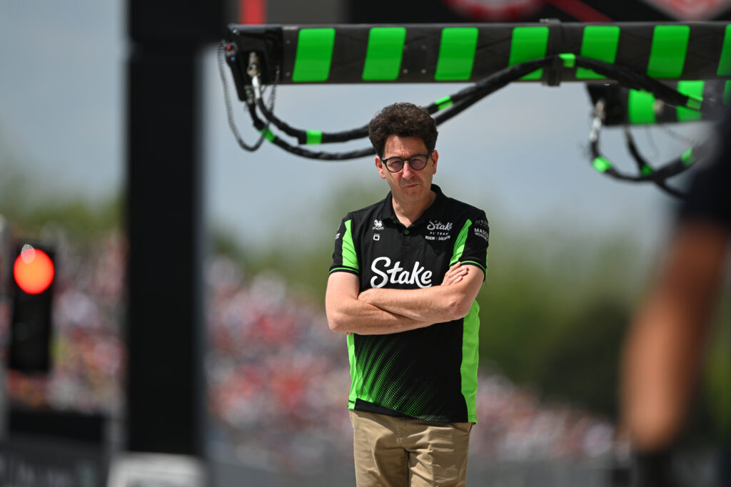 Audi-Sauber F1 project lead Mattia Binotto in the 2025 Hungarian Grand Prix pit lane