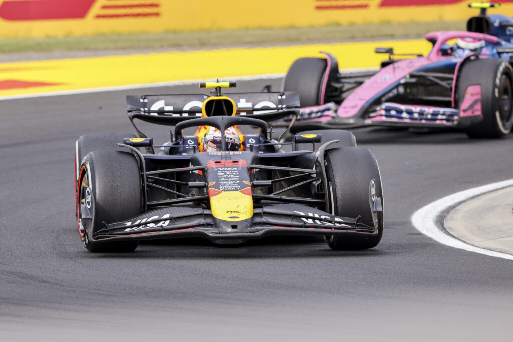 Red Bull Racing driver Yuki Tsunoda racing at the Hungarian Grand Prix