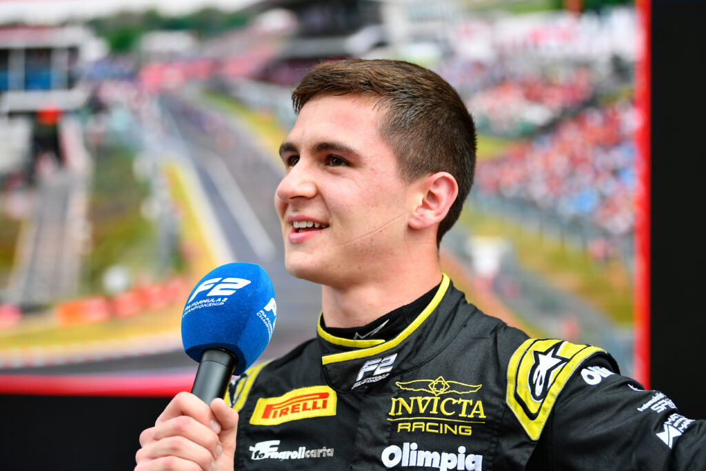 Leonardo Fornaroli speaking to media following his win in Hungary