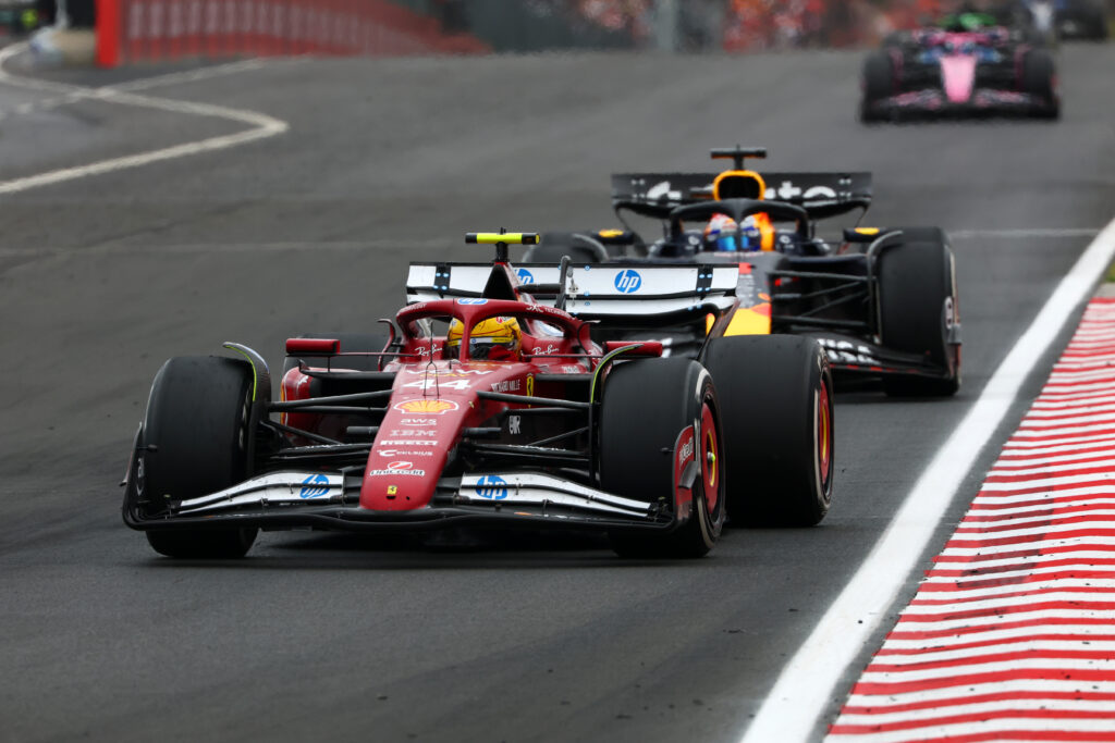 Ferrari driver Lewis Hamilton racing at the Hungarian Grand Prix