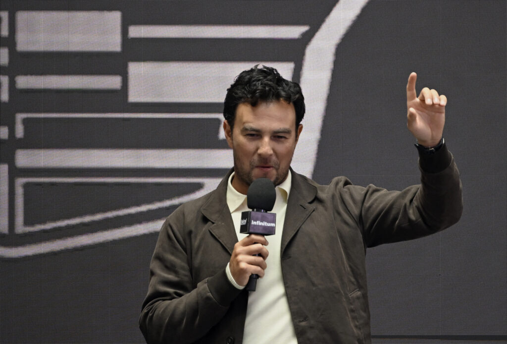 Sergio Perez speaks at his Cadillac F1 Team unveiling