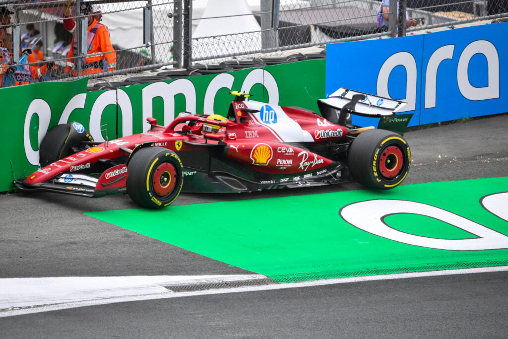 Ferrari driver Lewis Hamilton crashes out of the 2025 Formula 1 Dutch Grand Prix
