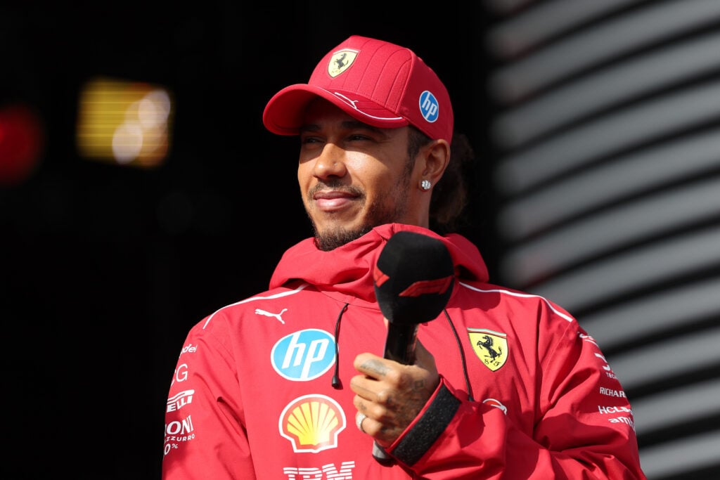 Ferrari driver Lewis Hamilton being interviewed at the 2025 Formula 1 Dutch Grand Prix