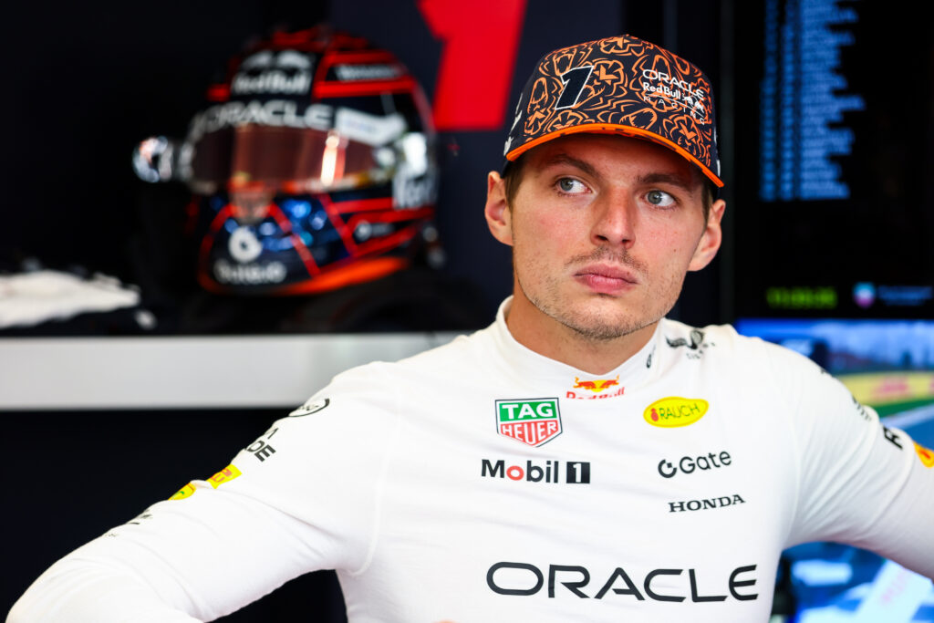 Red Bull driver Max Verstappen in the garage during practice for the 2025 F1 Dutch Grand Prix at Zandvoort