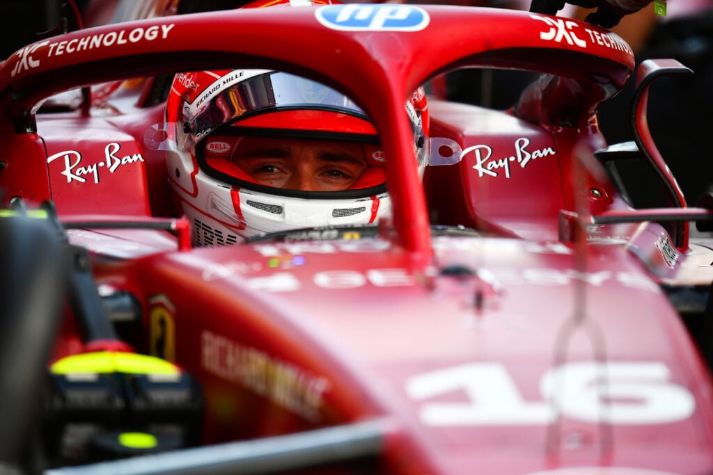 Ferrari driver Charles Leclerc during practice at the 2025 Dutch Grand Prix