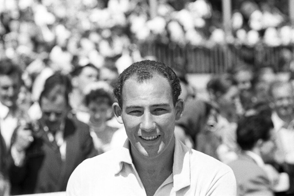 Stirling Moss at the 1955 F1 British Grand Prix