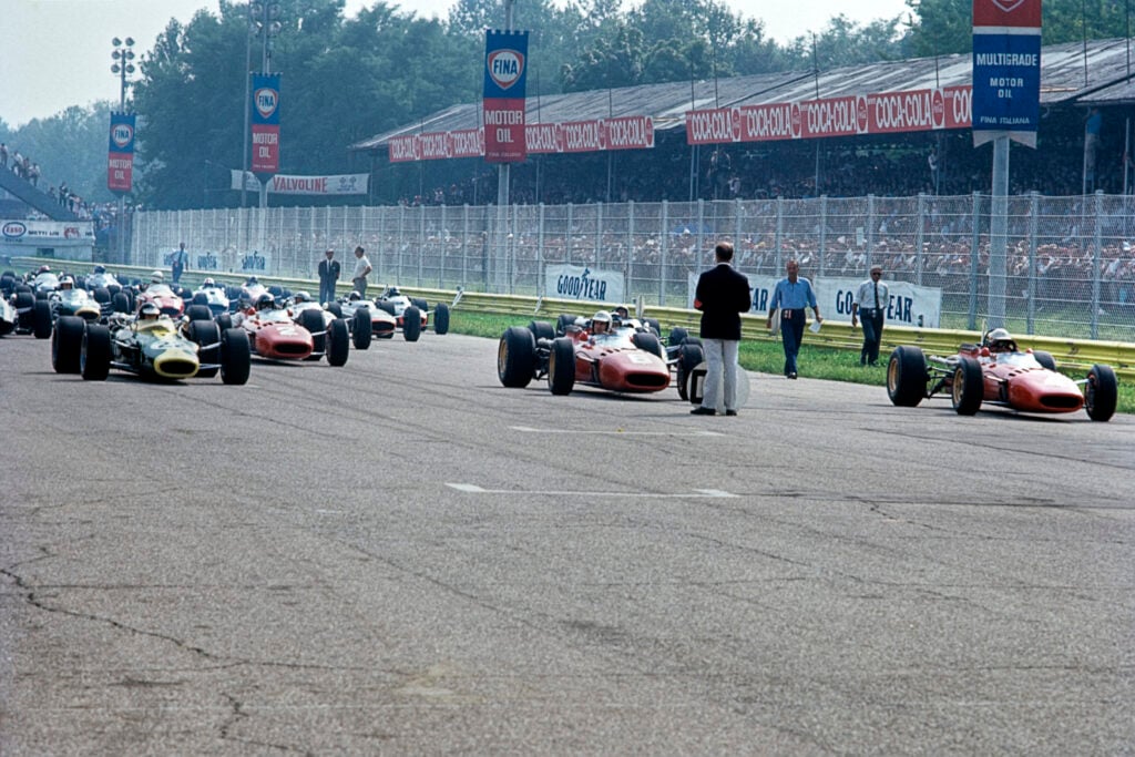Ferrari driver Ludovico Scarfiotti on the grid before the 1966 F1 Italian Grand Prix