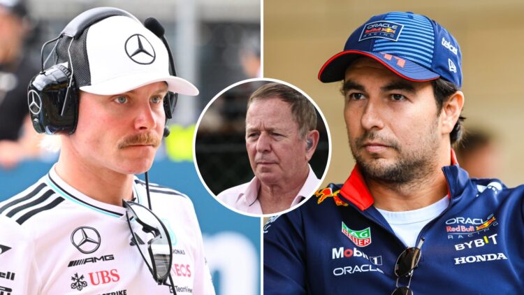 Mercedes reserve driver Valtteri Bottas at the 2025 F1 Austrian Grand Prix and Red Bull driver Sergio Perez at the 2024 Formula 1 Qatar Grand Prix ...