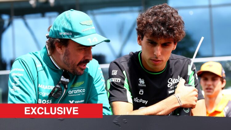 Aston Martin driver Fernando Alonso speaking to Sauber driver Gabriel Bortoleto at the 2025 Formula 1 Hungarian Grand Prix
