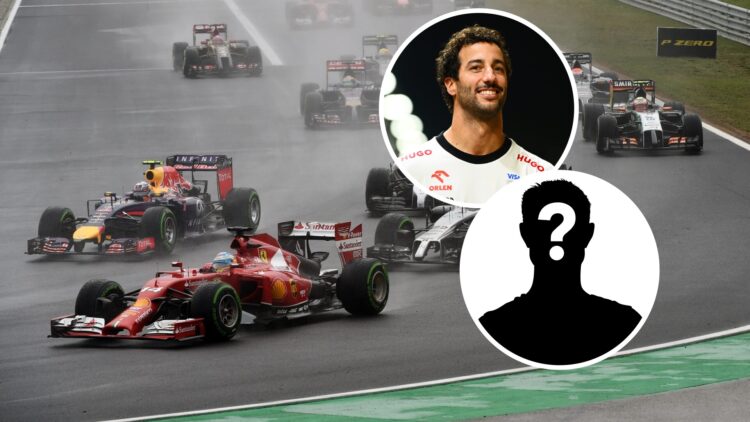 The start of the Hungarian Grand Prix led by Fernando Alonso, inset, Daniel Ricciardo