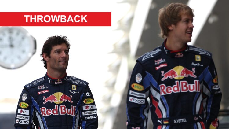 Sebastian Vettel and Mark Webber of Red Bull Racing at the 2010 Abu Dhabi Grand Prix