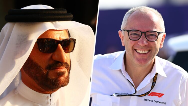 Split image of FIA president Mohammed Ben Sulayem (L) and F1 CEO Stefano Domenicali (R)
