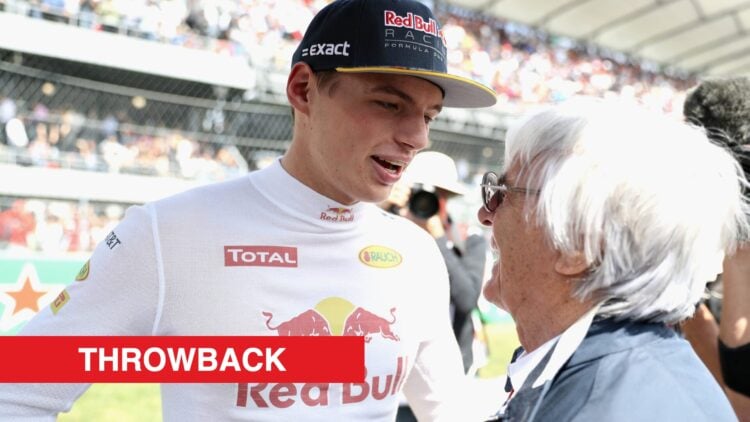 Max Verstappen speaking to Bernie Ecclestone on the Formula 1 grid