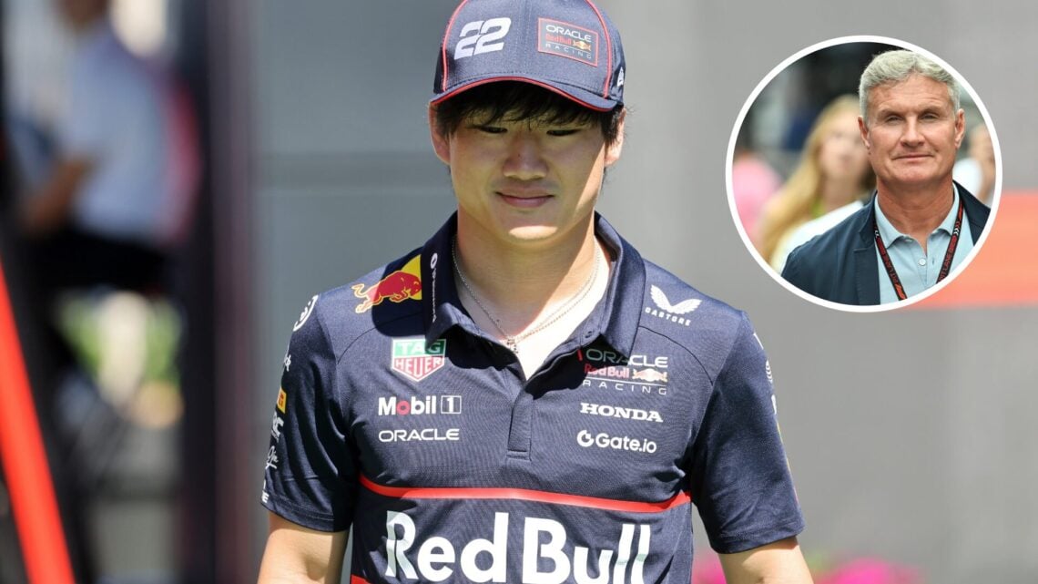 Yuki Tsunoda of Red Bull Racing and David Coulthard at the 2025 Spanish Grand Prix