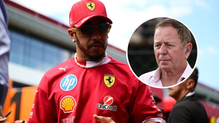 Ferrari driver Lewis Hamilton at the Hungarian Grand Prix, inset, Martin Brundle