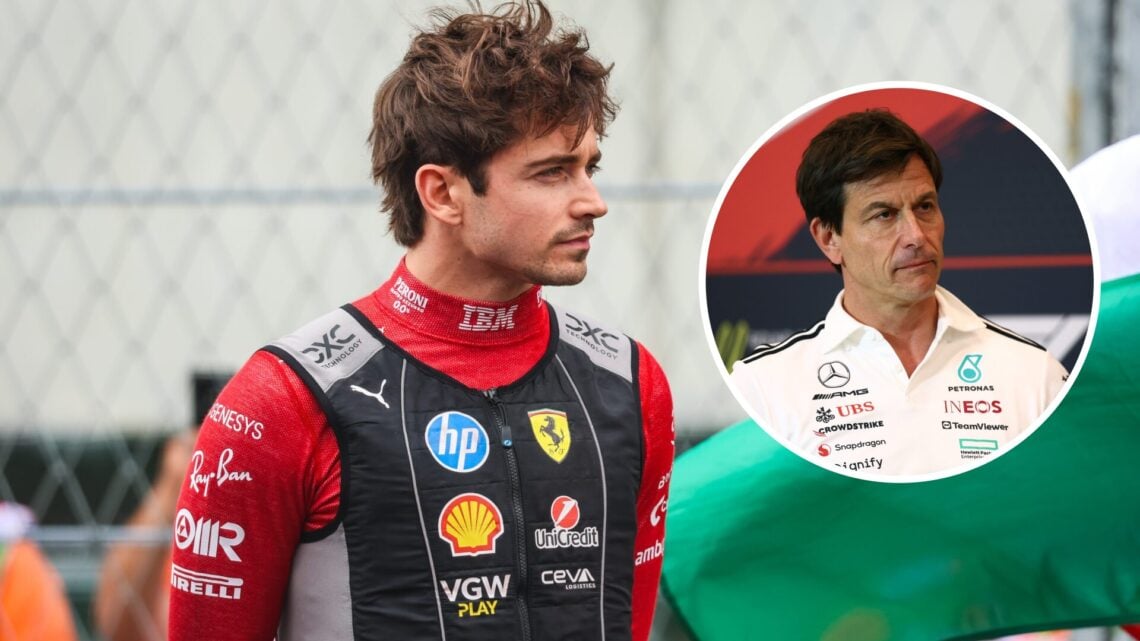 Charles Leclerc of Ferrari and Toto Wolff of Mercedes during the 2025 Formula 1 season
