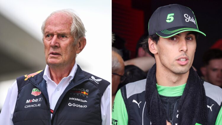 Red Bull advisor Helmut Marko (left) at the Hungarian Grand Prix, Sauber driver Gabriel Bortoleto (right) at the Hungarian Grand Prix