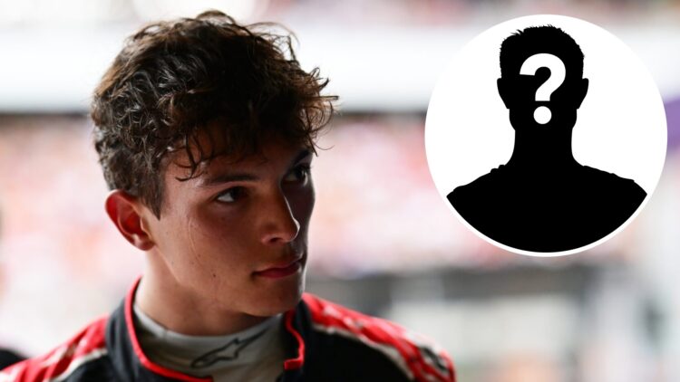 Haas driver Oliver Bearman looks on during qualifying for the 2025 F1 Hungarian Grand Prix with a mystery person inset
