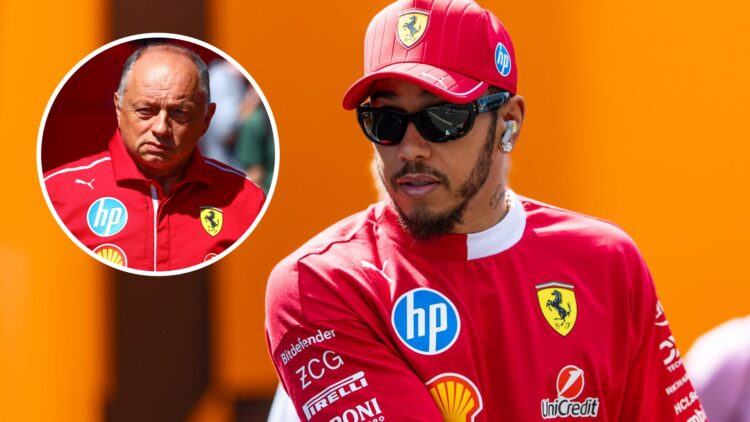 Lewis Hamilton and Fred Vasseur of Ferrari during the 2025 Formula 1 season
