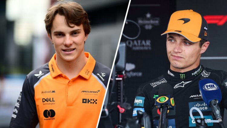 Split image of McLaren drivers Oscar Piastri (L) and Lando Norris (R) at the 2025 Hungarian Grand Prix