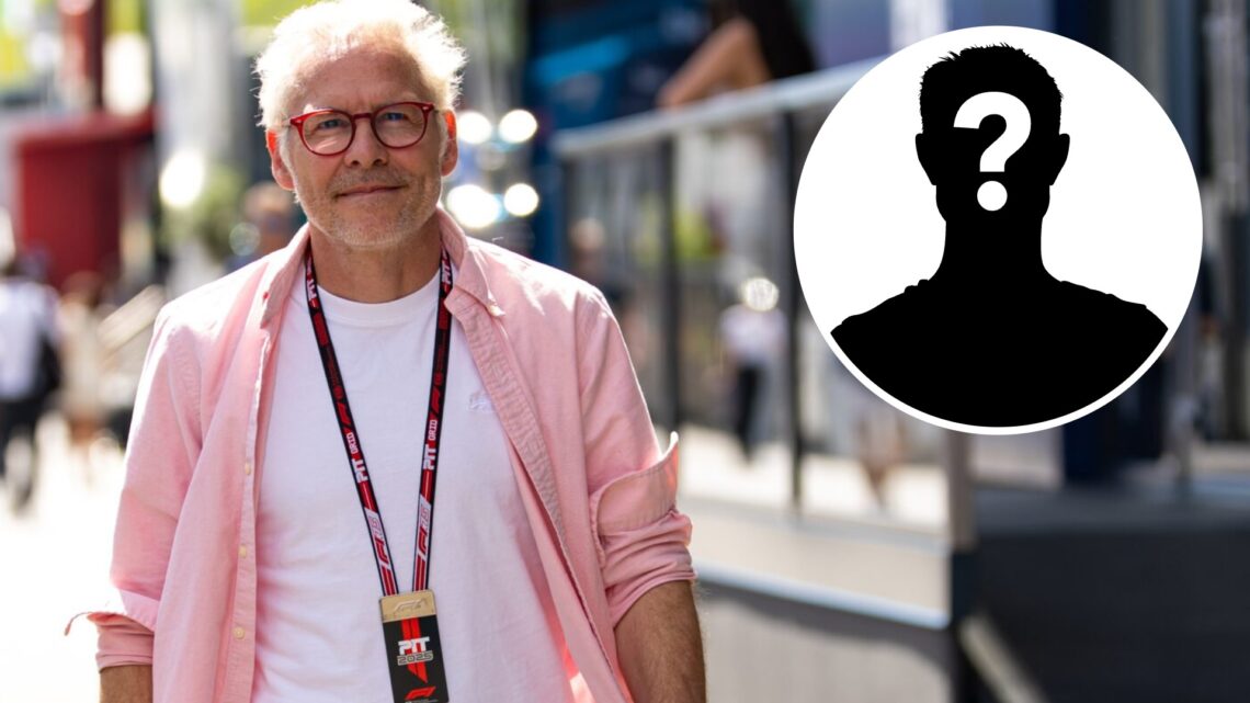 Jacques Villeneuve in the 2025 F1 Austrian Grand Prix paddock with a mystery person inset