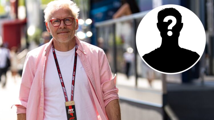 Jacques Villeneuve in the 2025 F1 Austrian Grand Prix paddock with a mystery person inset