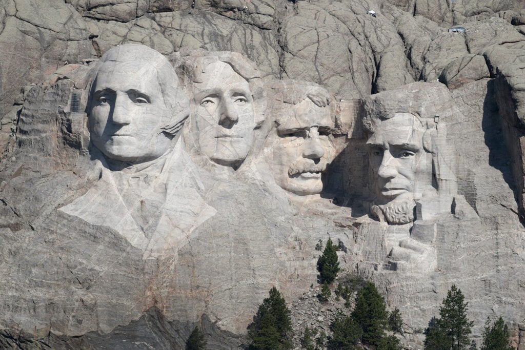The Mount Rushmore National Memorial And Keystone in South Dakota, USA.