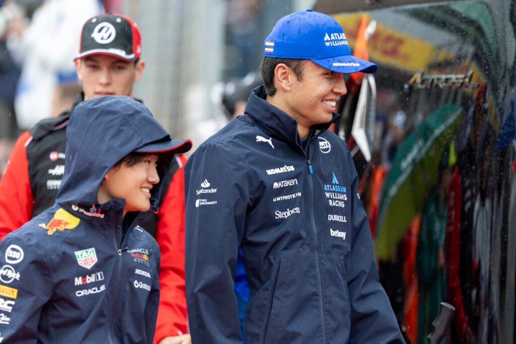 Williams driver Alex Albon and Red Bull driver Yuki Tsunoda at the 2025 Formula 1 British Grand Prix