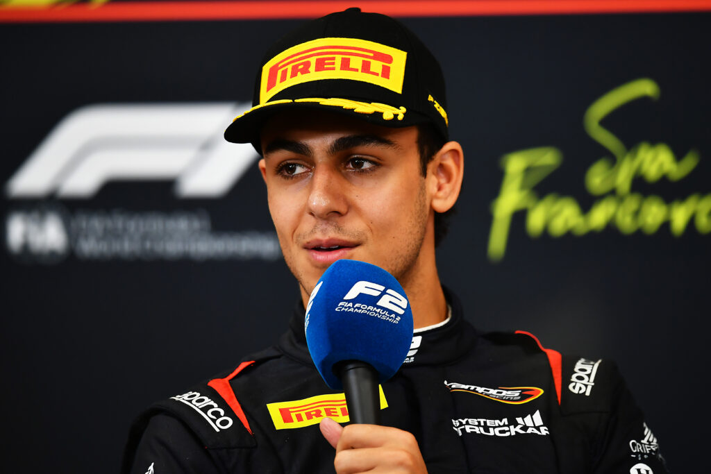 Arvid Lindblad speaks in an F2 press conference at the Belgian Grand Prix