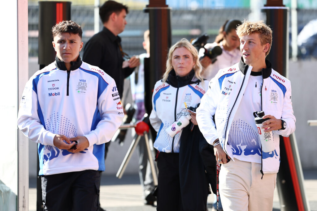 Racing Bulls drivers Isack Hadjar and Liam Lawson at the 2025 Formula 1 Dutch Grand Prix
