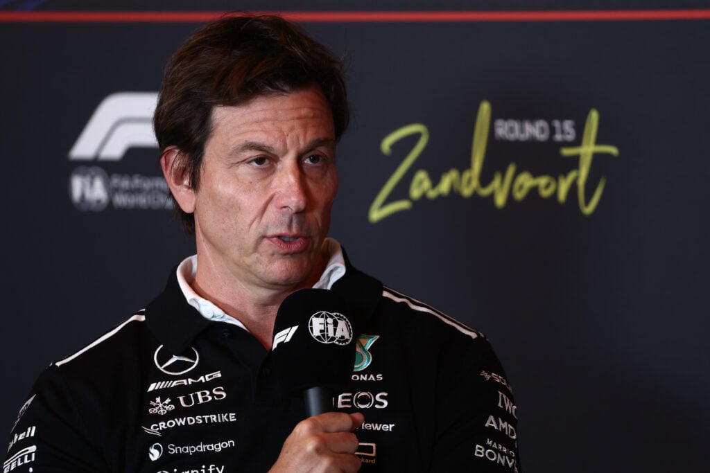 Toto Wolff of Mercedes speaks in a press conference
