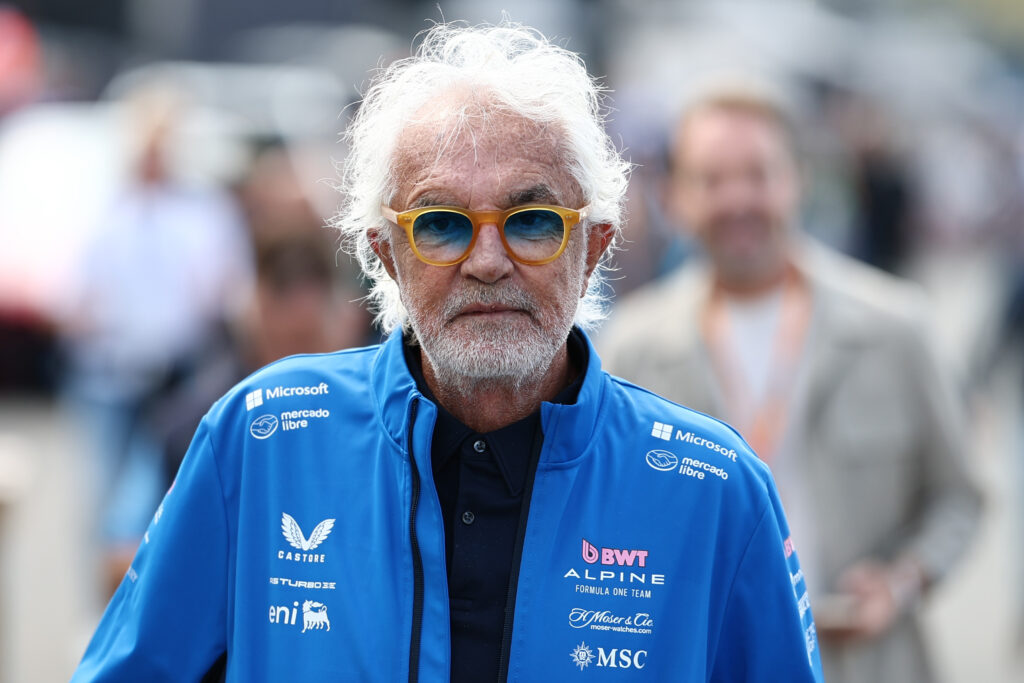 Alpine executive adviser Flavio Briatore arrives in the Zandvoort paddock before FP1 for the 2025 F1 Dutch Grand Prix