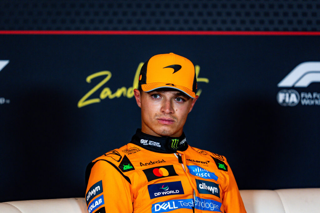 Lando Norris of McLaren during a press conference at the 2025 Dutch Grand Prix
