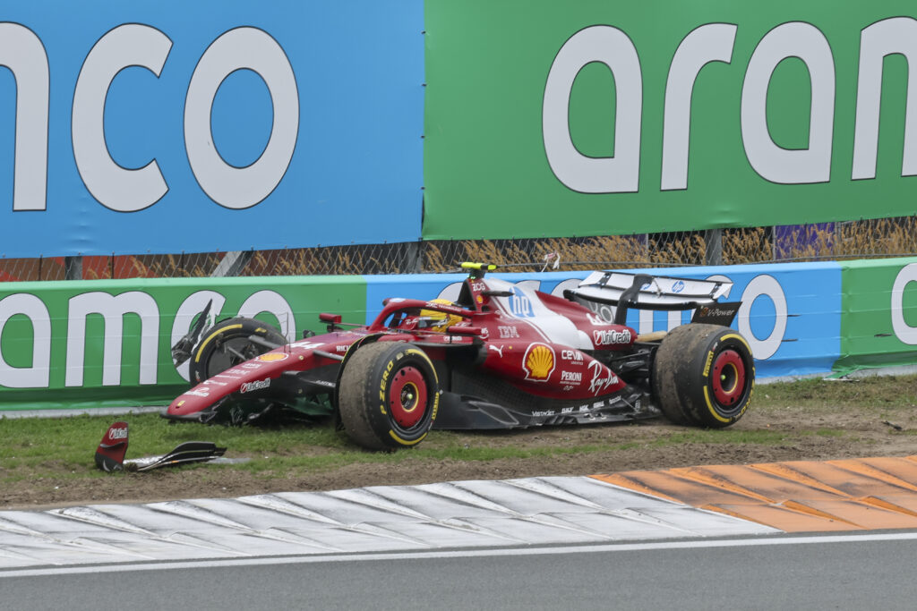 Ferrari driver Lewis Hamilton after crashing out of the 2025 Formula 1 Dutch Grand Prix