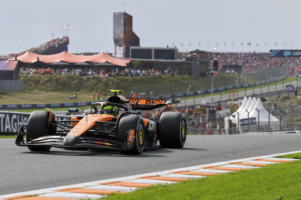 McLaren driver Lando Norris on track before his 2025 F1 Dutch Grand Prix retirement
